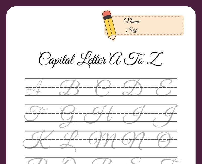 A to Z Free Cursive Letters Printable Worksheets