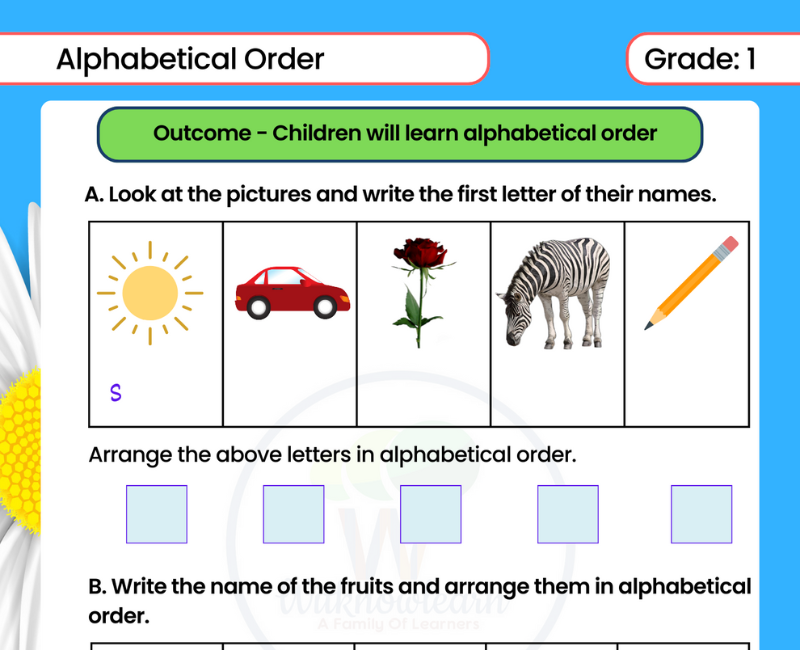 Worksheet On Alphabetical Order For Grade 1