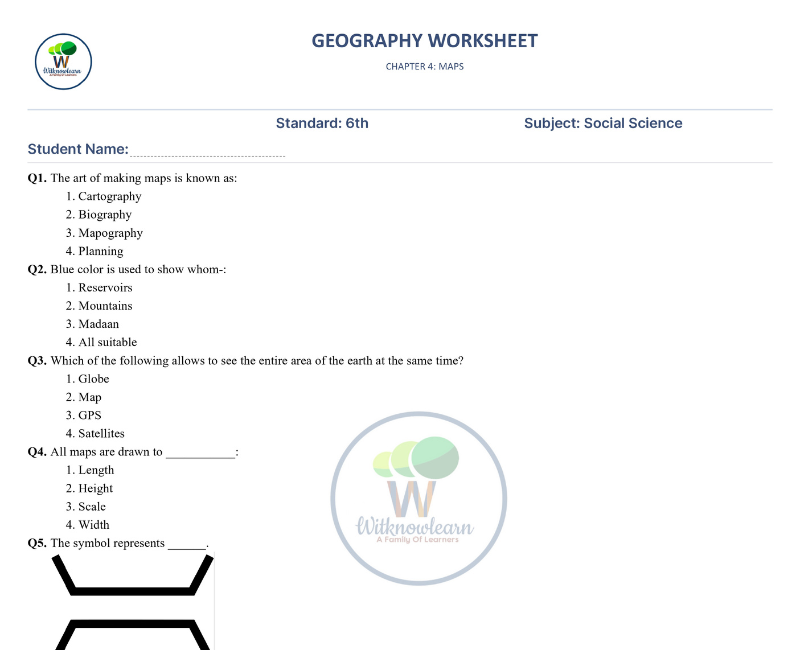 NCERT Class 6 Geography Ch 4 Maps Worksheet with Answer