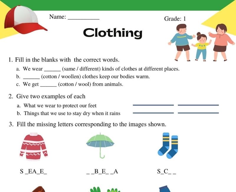Why Do We Wear Clothes? A Class 1 Worksheet