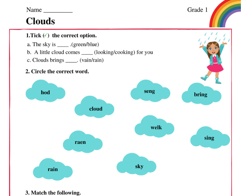 exploring-marigold-class-1-chapter-17-poem-clouds-with-a-worksheet