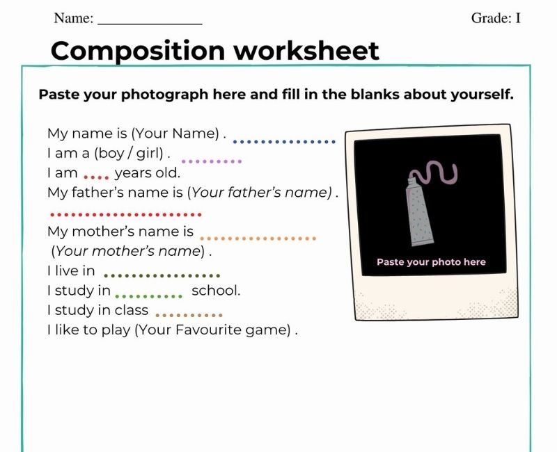 composition worksheet for grade 1