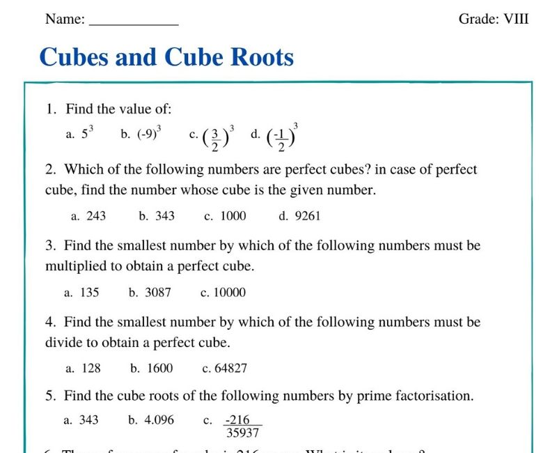 case study questions class 8 maths cube and cube roots