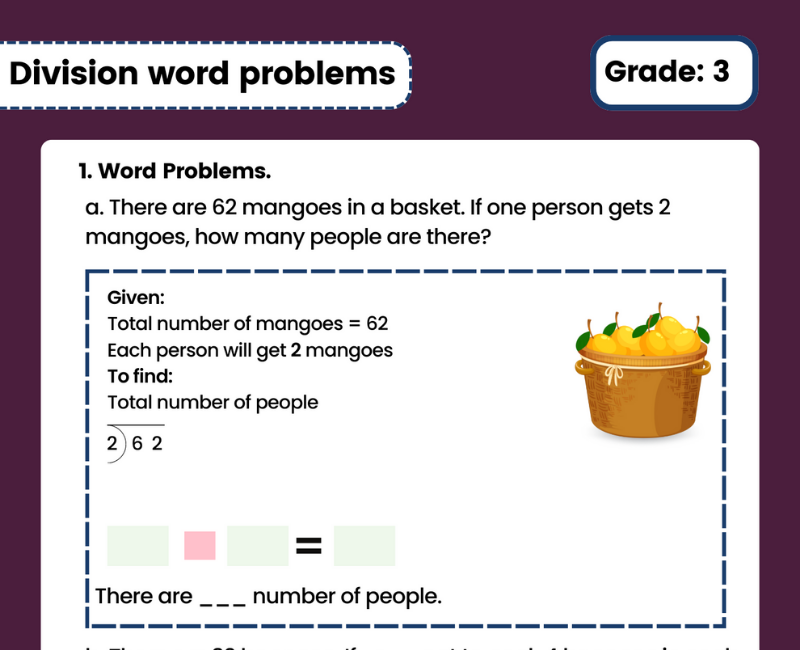 Division Word Problem For Class 3