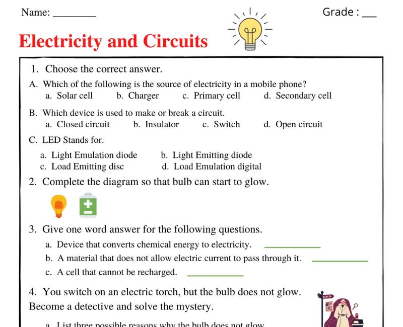 electricity assignment grade 6