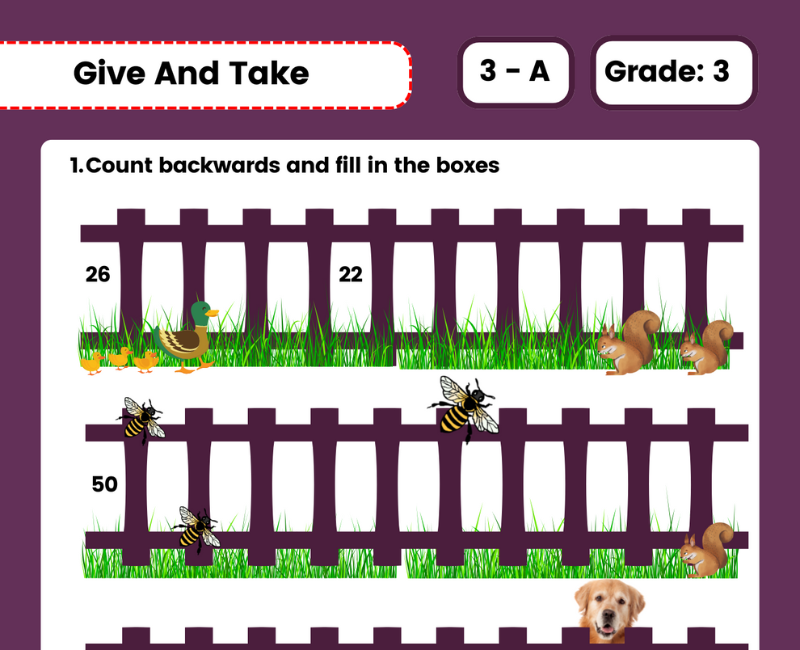 Give And Take Class 3 Maths Worksheets Pdf