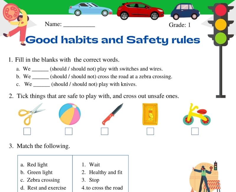 A Fun And Interactive Worksheet On Safety Rules For Class 1 Students