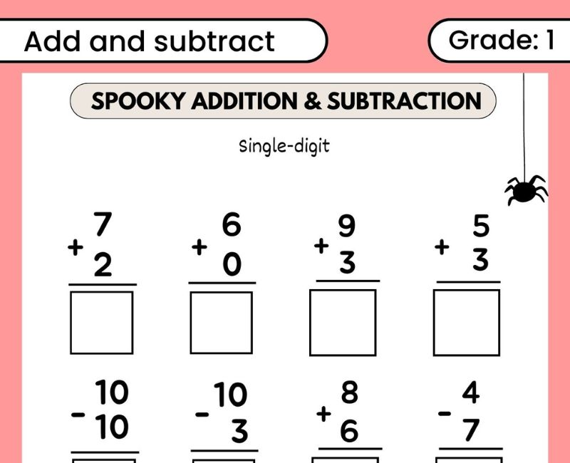 Top 1 and 2 Digits Addition and Subtraction Worksheets for Class 1
