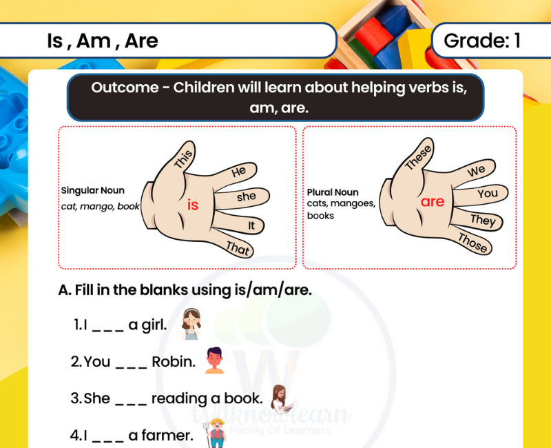 Use Of Is Am Are Worksheet For Ukg