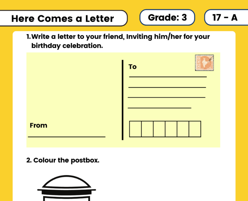 Here Comes A Letter Class 3 Evs Worksheets