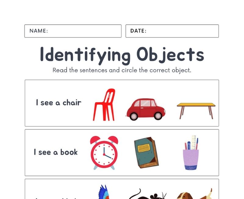 identify the objects english kindergarten worksheets