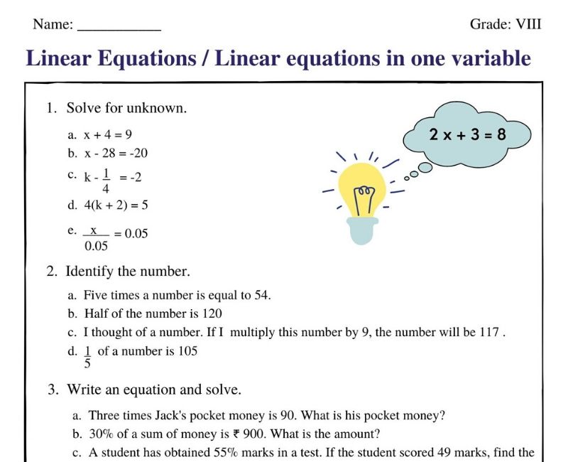In variable one equations linear