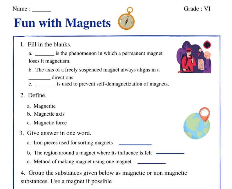 fun with magnets class 6 worksheets