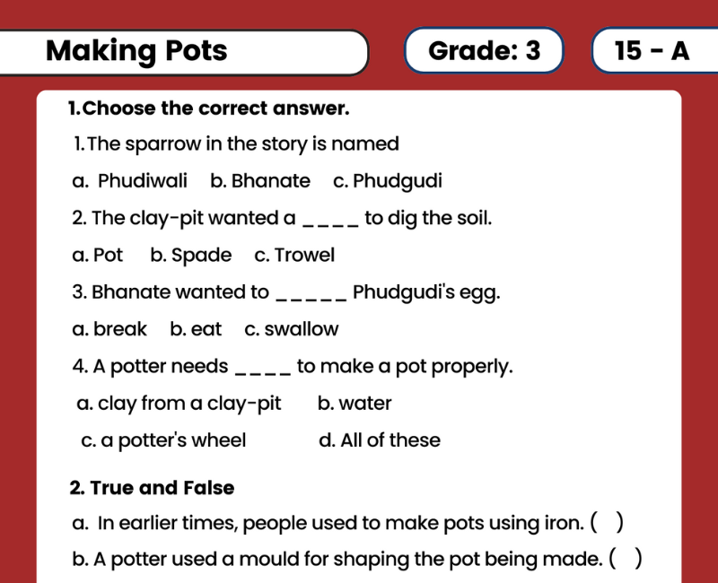 Download Free Making Pots Class 3 EVS Worksheets 3 PDF 