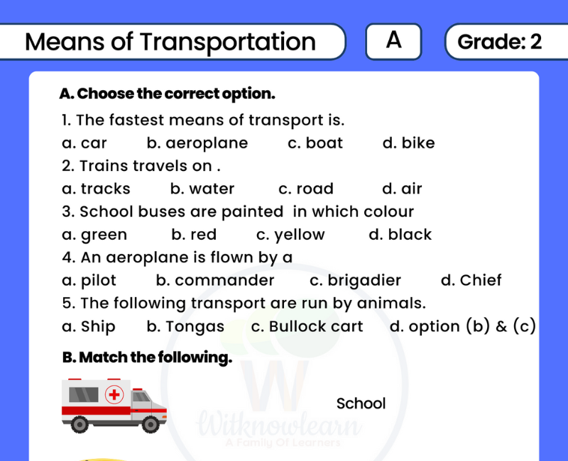 essay on means of transport for class 2
