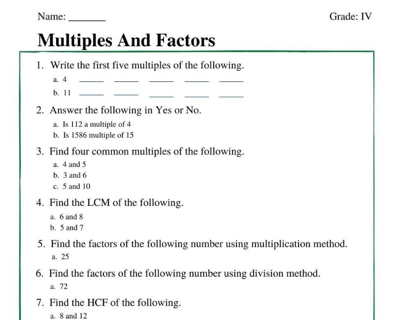 class 4 maths assignment pdf