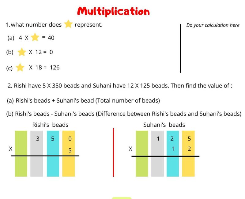 Multiplication Worksheet For Grade 3 And 4