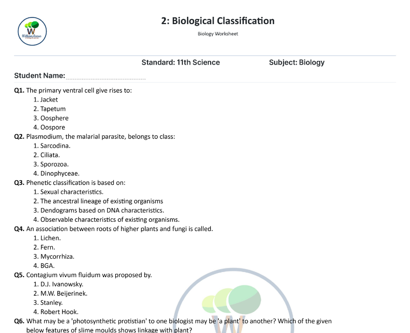 case study questions on biological classification class 11