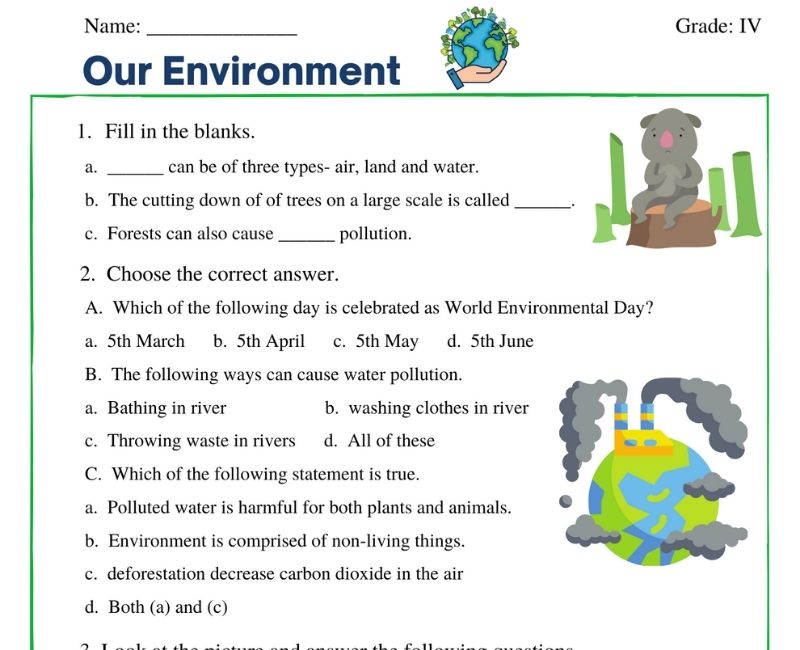 Environment Grade 4 Worksheet Bank2home