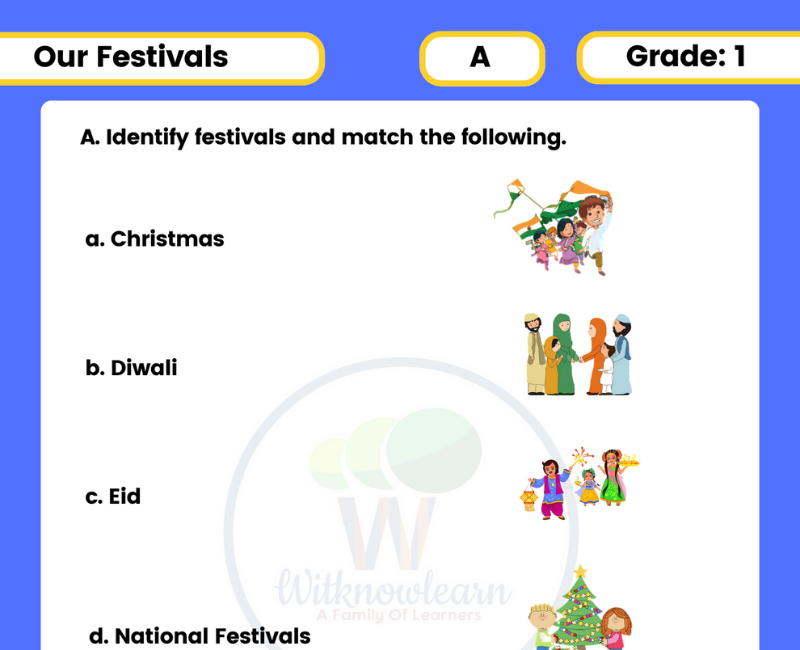 Fun and Engaging EVS Worksheets for Class 1 on Festivals