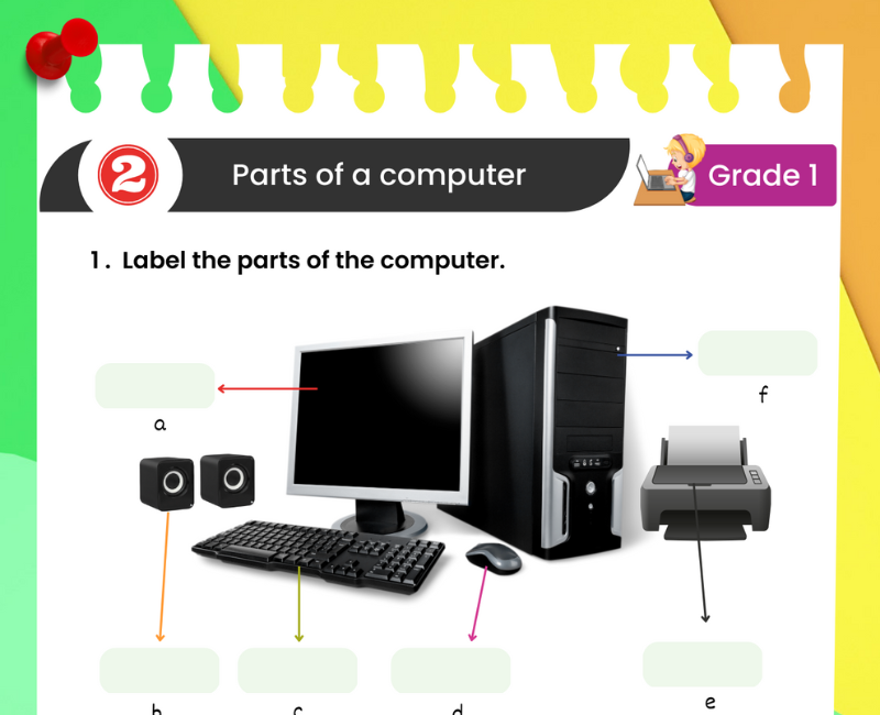 6 Free Printable Worksheets to Teach Parts of a Computer to Class 1 ...
