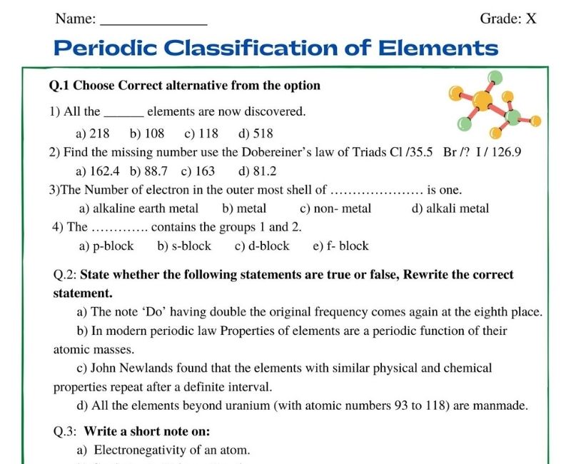 Periodic Classification Of Elements Class 10