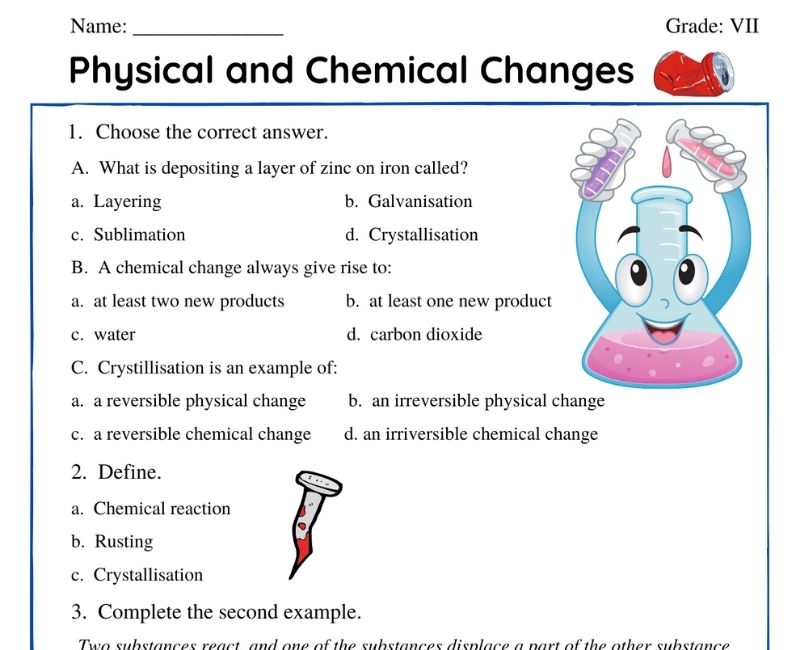 case study questions physical and chemical changes