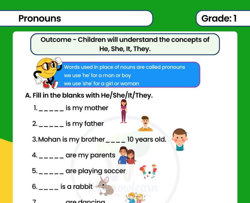 Subject Pronouns Worksheet For Grade 6