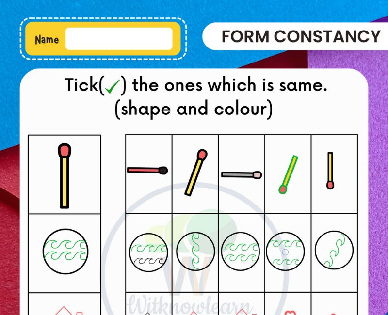 Shapes Match Worksheet Form Constancy