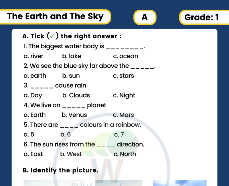 the-earth-and-the-sky-class-1-worksheet