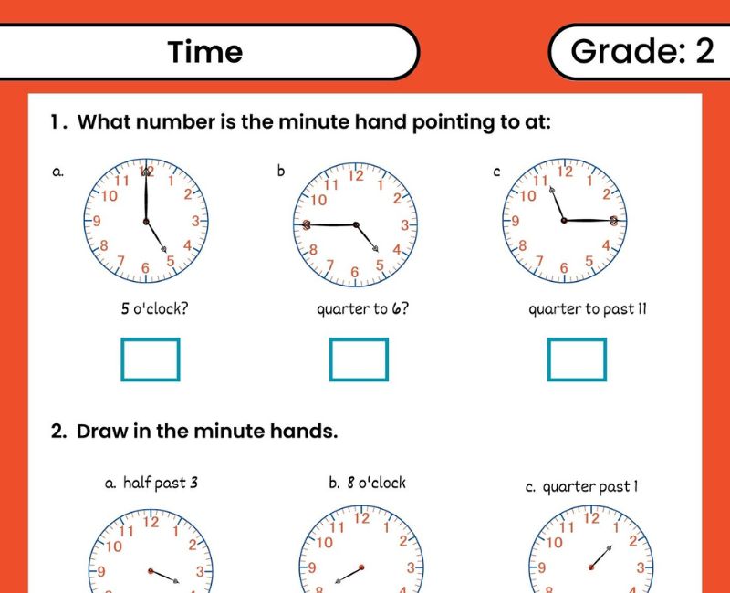 4 Pages Time Worksheets for Class 2 Students to Master Time-Telling