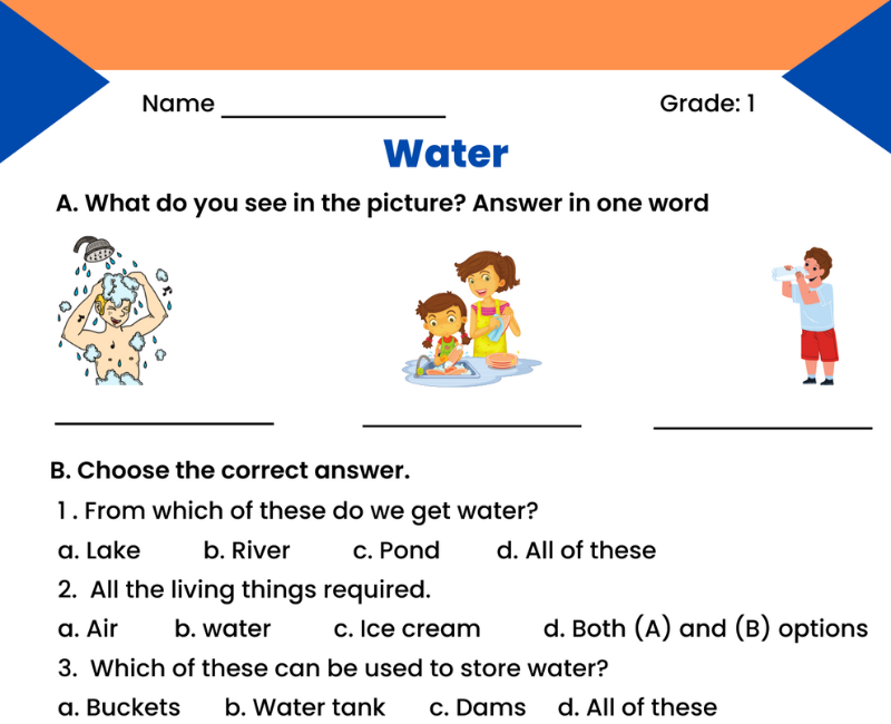 grade 1 water worksheet