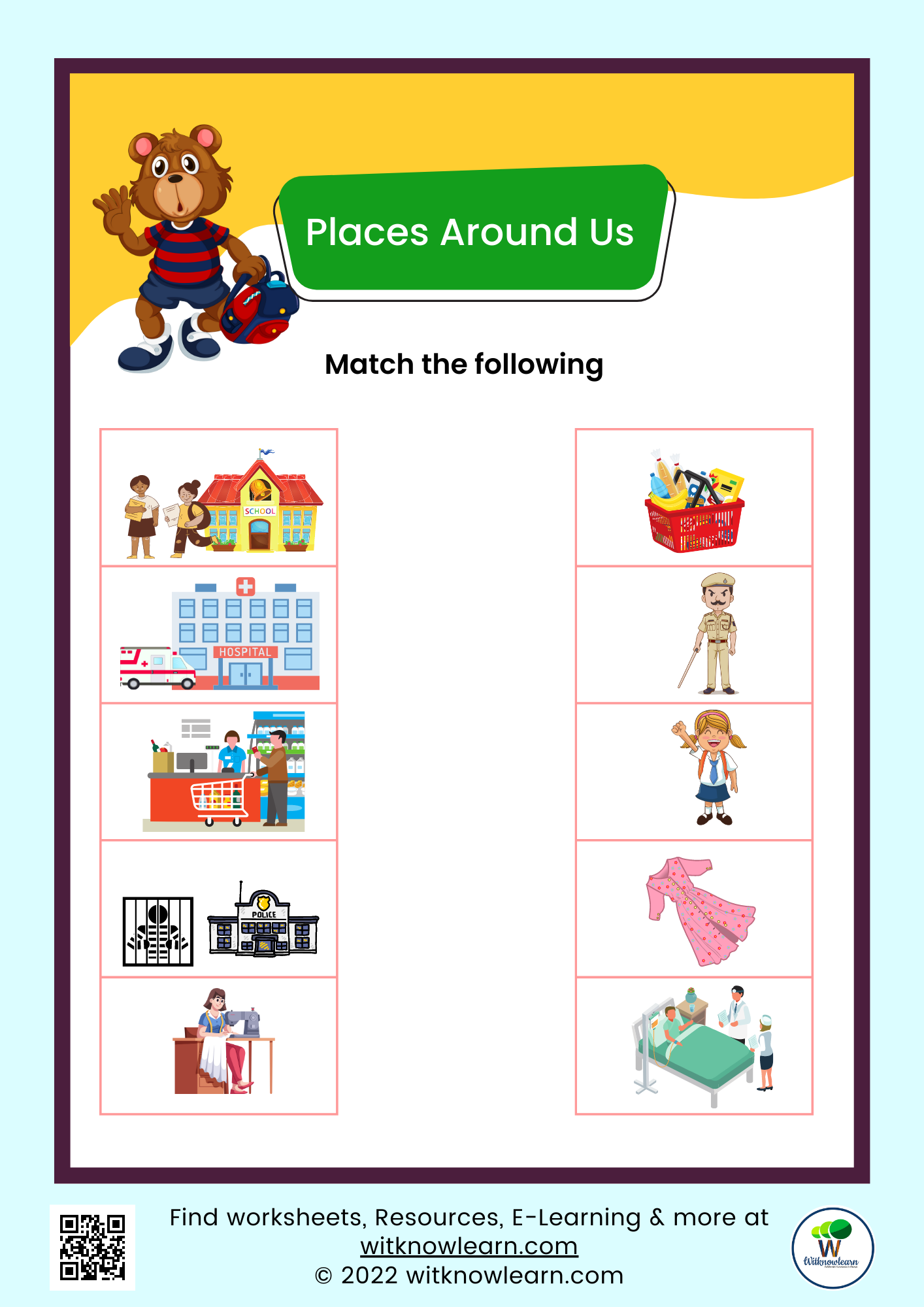Worksheet on Places Around Us For Nursery class – Download Now!