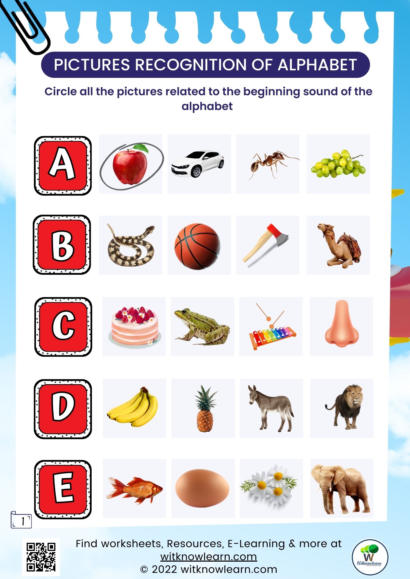 Alphabet Letters With Pictures Worksheets