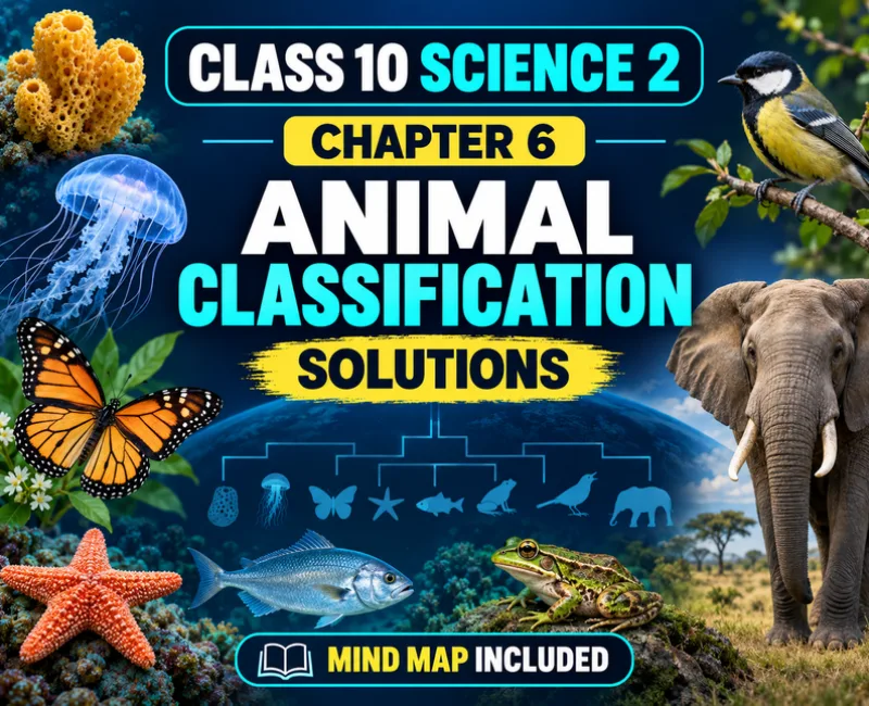 Class 10 Science 2 Chapter 6 Animal Classification solutions showing invertebrates, vertebrates, classification groups and mind map