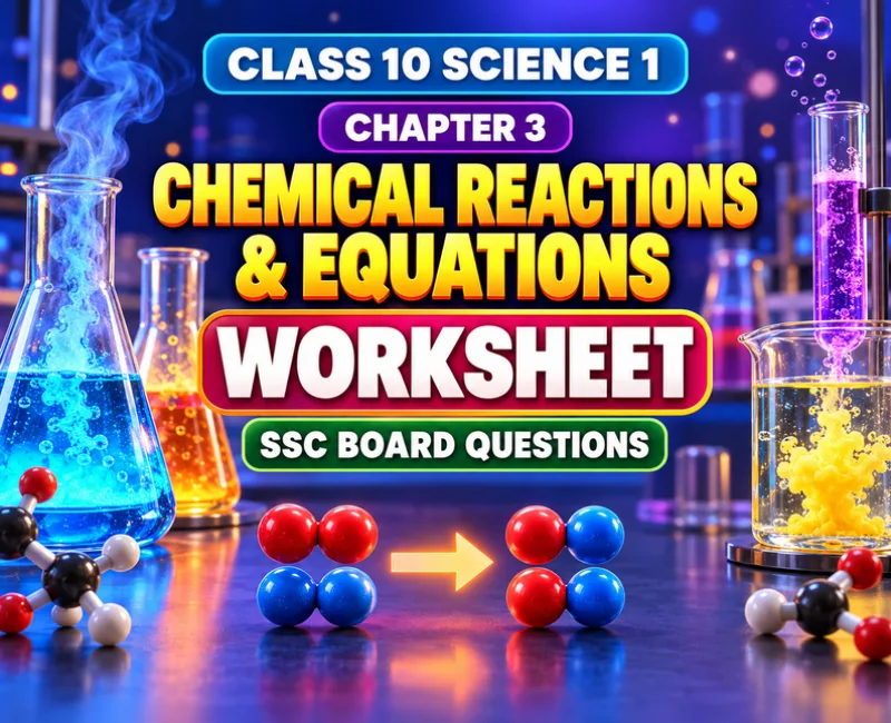 Class 10 Science 1 Chapter 3 Chemical Reactions and Equations worksheet with SSC Board questions