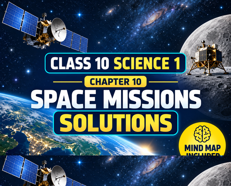 Class 10 Science 1 Chapter 10 Space Missions solutions showing a satellite, Earth, spacecraft and mind map