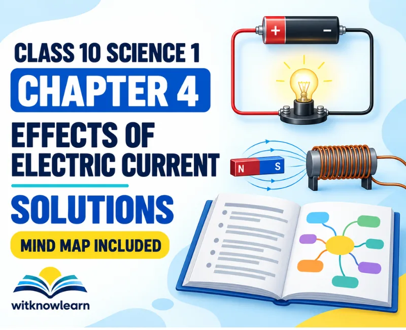 Class 10 Science 1 Chapter 4 Effects of Electric Current solutions showing a circuit, magnetic effect and mind map