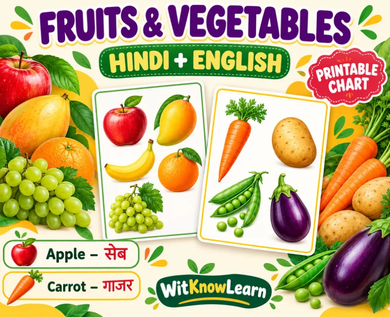 Fruits and Vegetables Names in Hindi and English